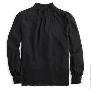 NWT J. Crew Smocked Crinkle Chiffon Top